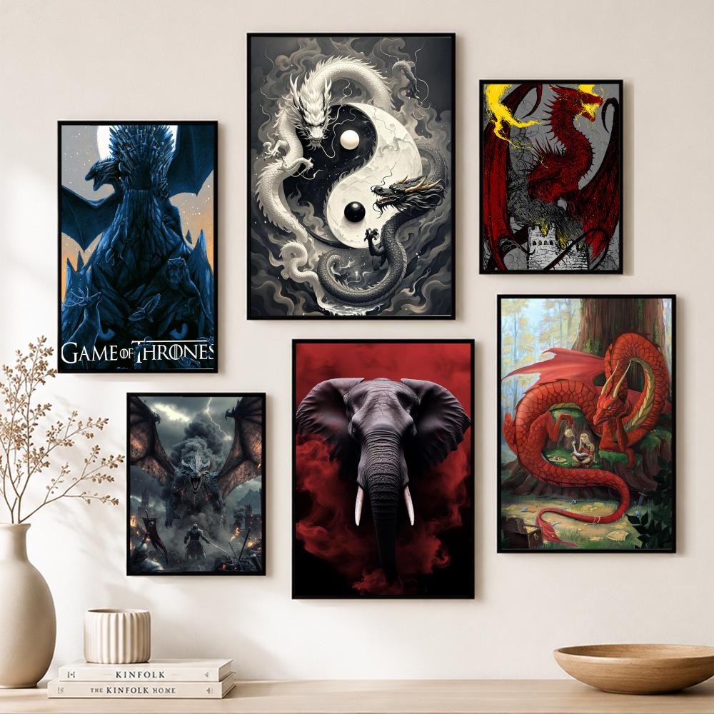 Home Bar And Theater - Art R-Red Fox Dragon Elephant Poster
