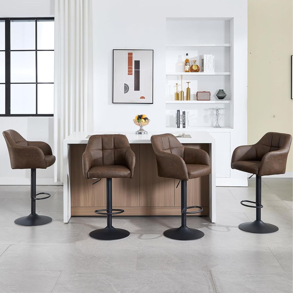 Set of 4 Swivel Leather Bar St - Home Bar And Counter recensione e prezzo