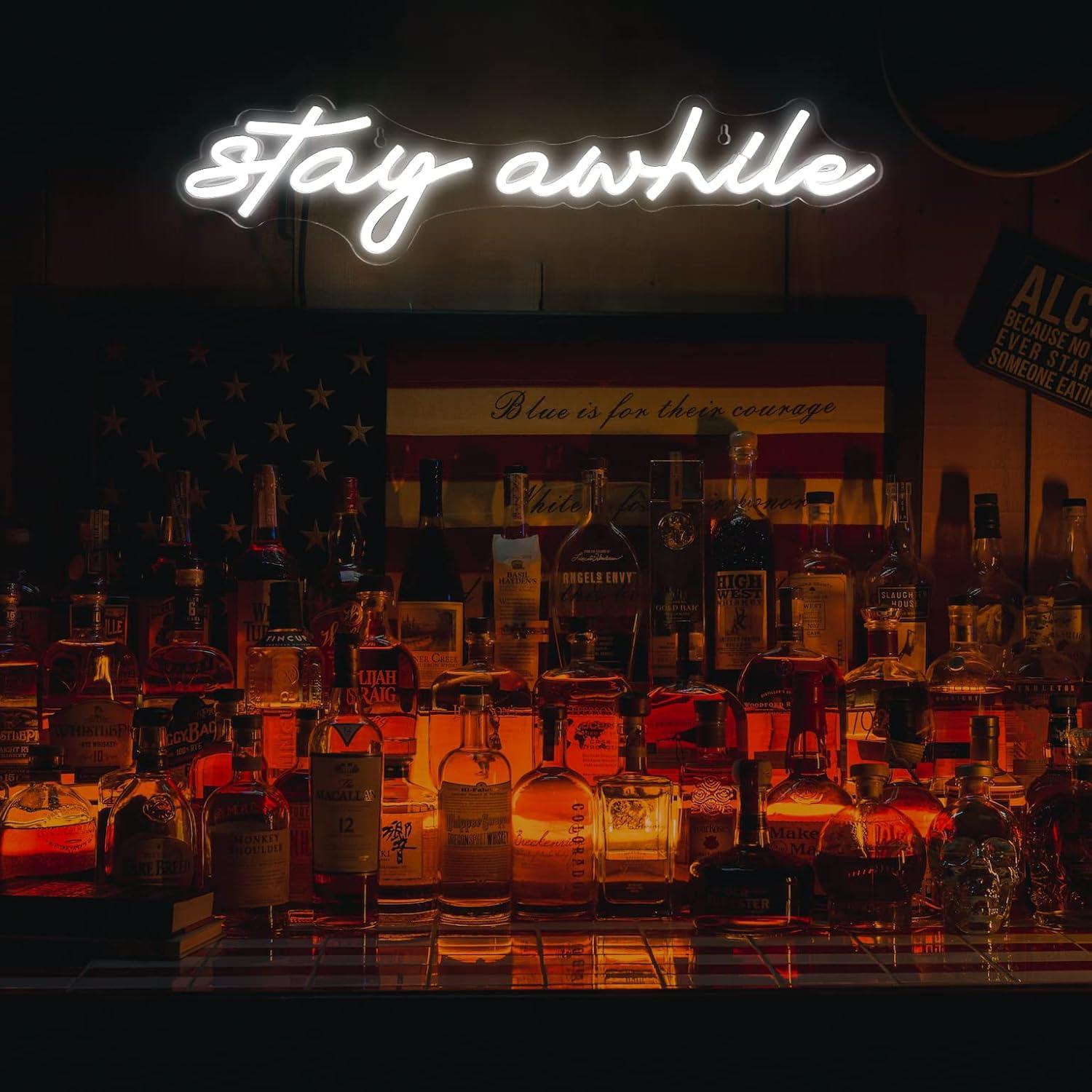 Stay Awhile Neon Signs USB Dim - Home Bar Signs recensione e prezzo