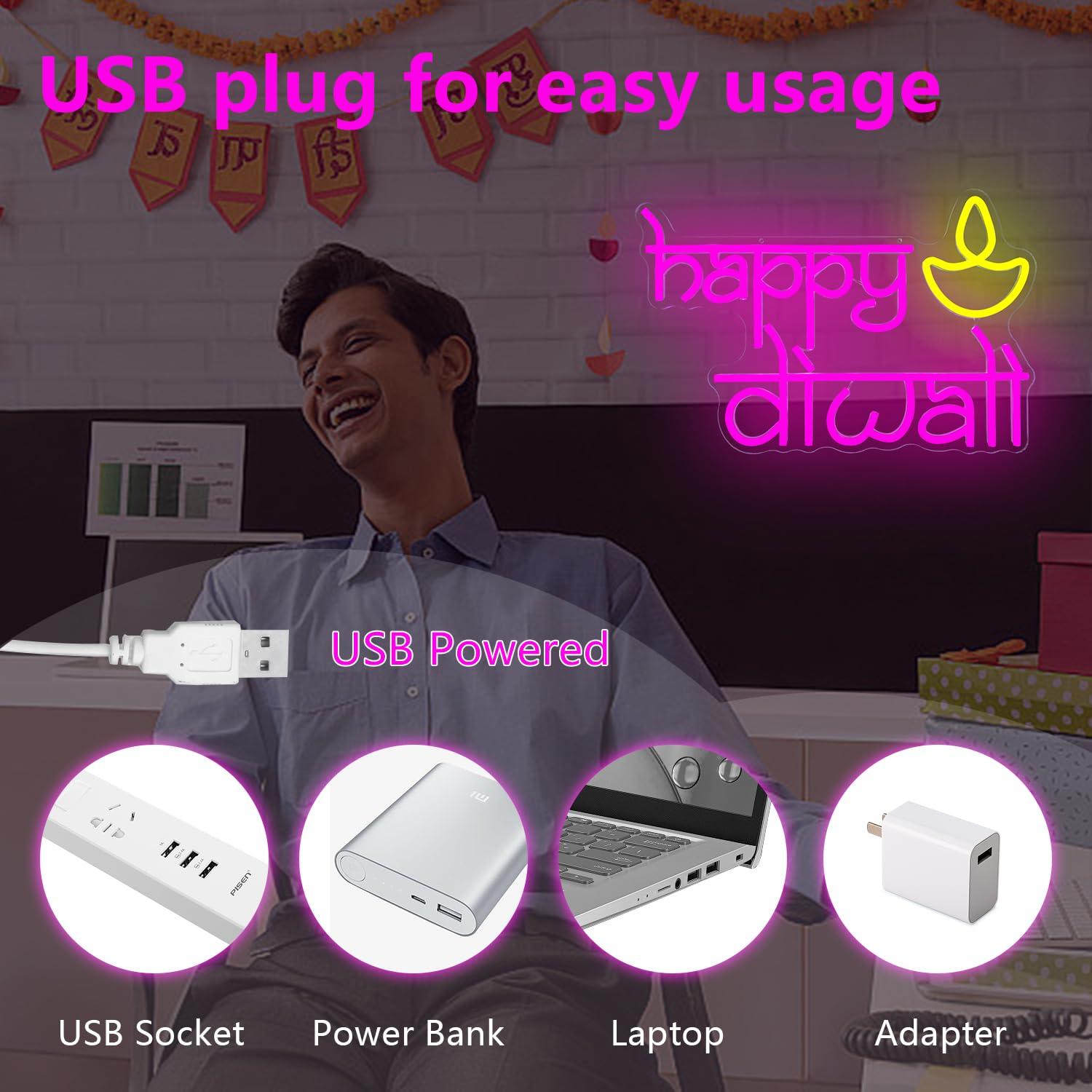 Happy Diwali Neon Sign USB Pow - Home Bar Signs recensione e prezzo