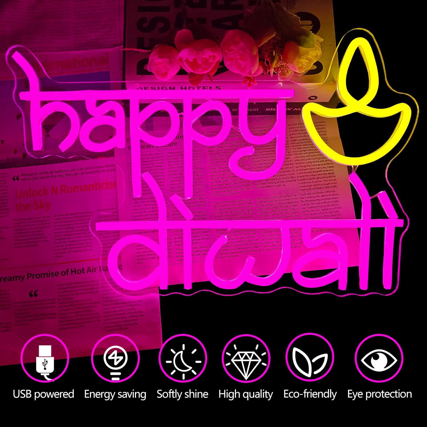 Happy Diwali Neon Sign USB Pow - Home Bar Signs recensione e prezzo