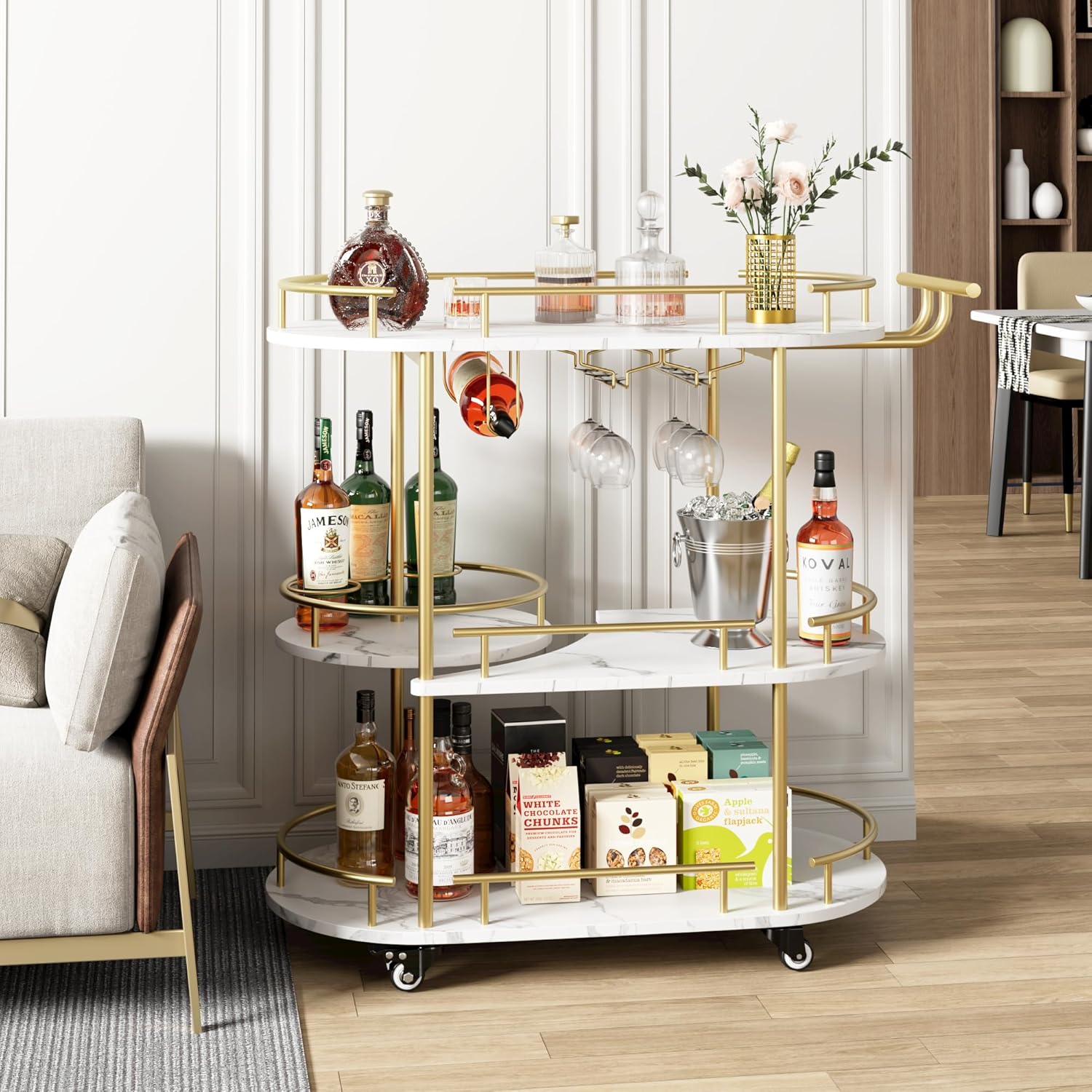 Gold Bar Carts with 4-Tiers St - Bar Cart Gold recensione e prezzo
