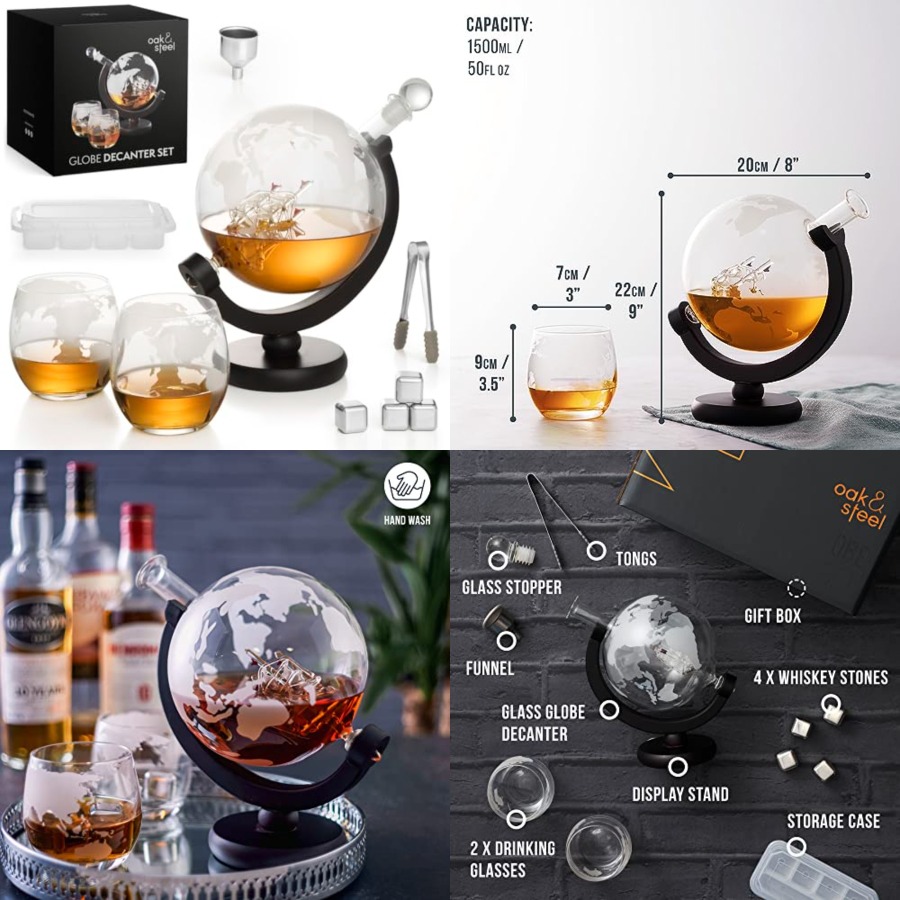 Oak Steel - 50 Oz Globe Whiske - Decanter Globe Set recensione e prezzo