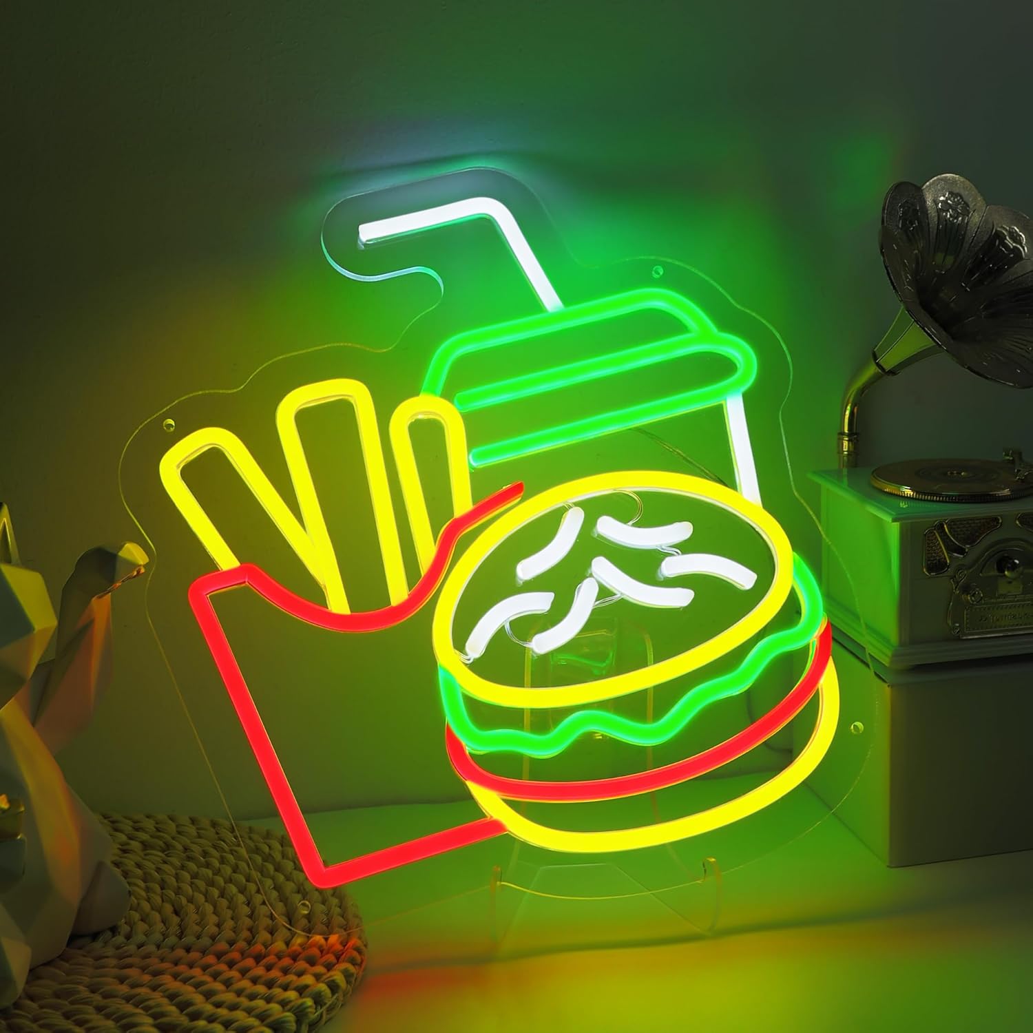 Burger Neon Sign French Fries  - Home Bar Signs recensione e prezzo