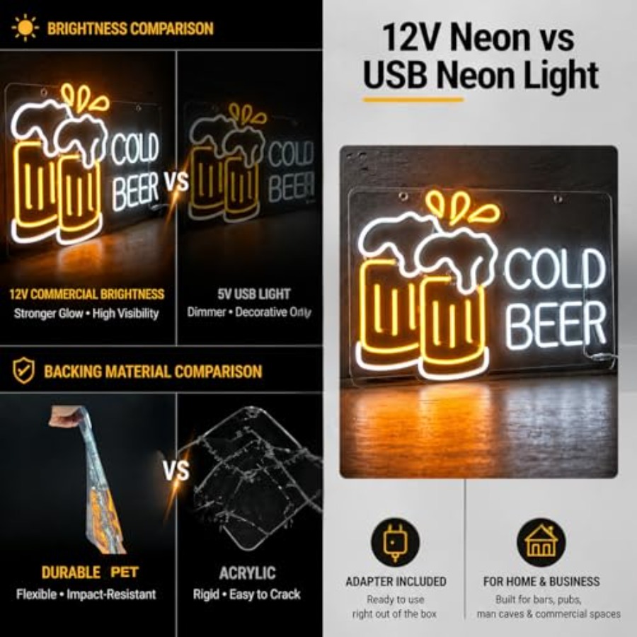 Cold Beer Neon Sign for Busine - Home Bar Signs recensione e prezzo
