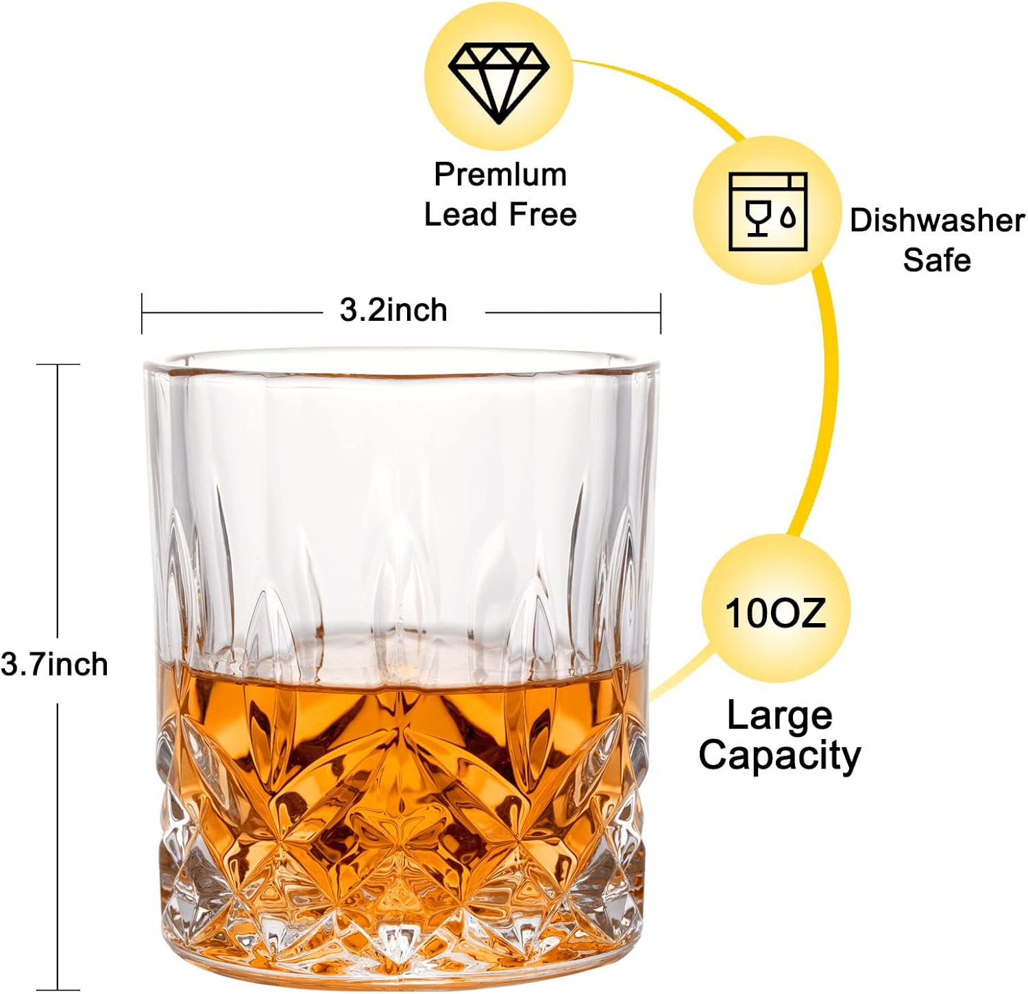 Whiskey Rocks Glass Set of 4 w - Old Fashioned Glass recensione e prezzo